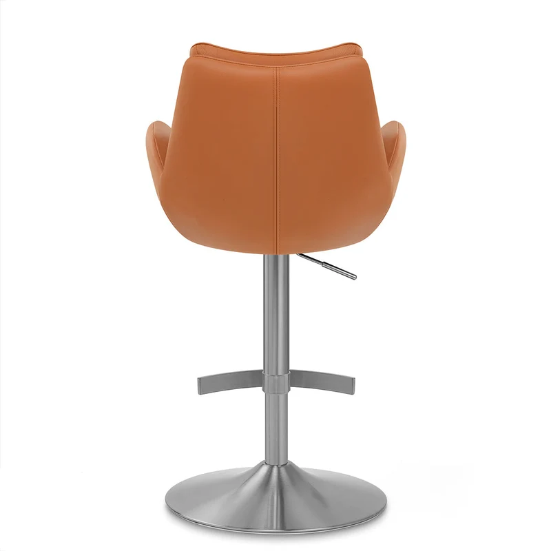 Chaise de Bar Cuir Véritable Chrome Brosse - Seville Marron