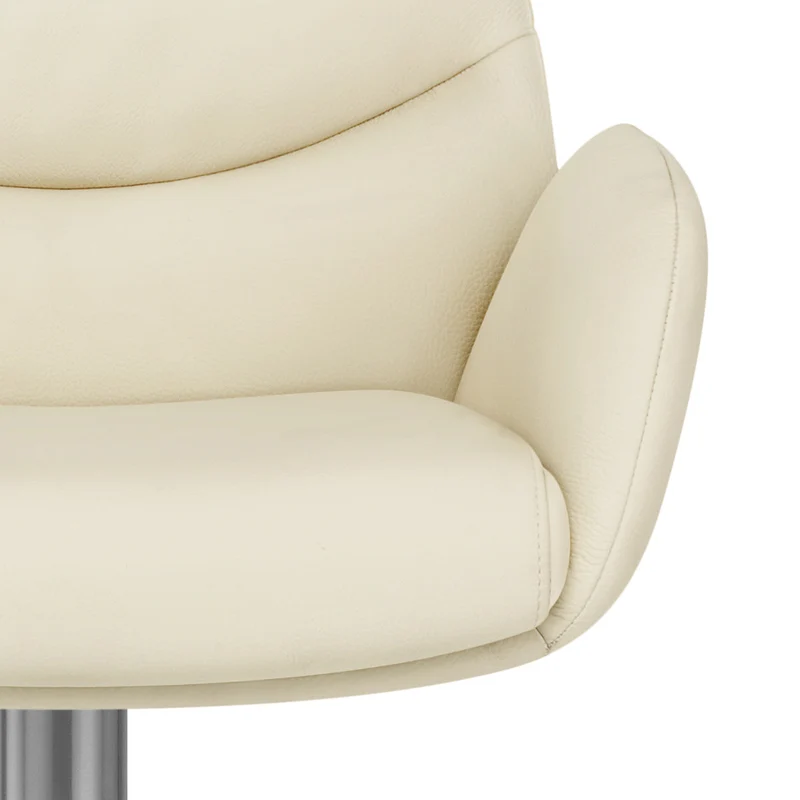 Chaise de Bar Cuir Véritable Chrome Brosse - Seville Crème