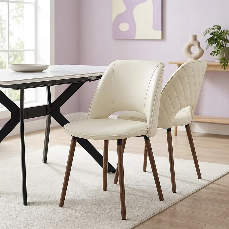Chaise Cuir Véritable - Santo Crème