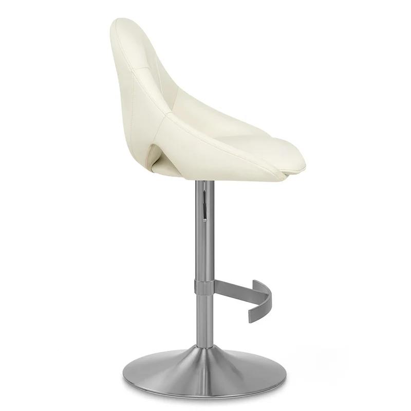 Chaise de Bar Cuir eco Chrome Brosse - Rico Crème