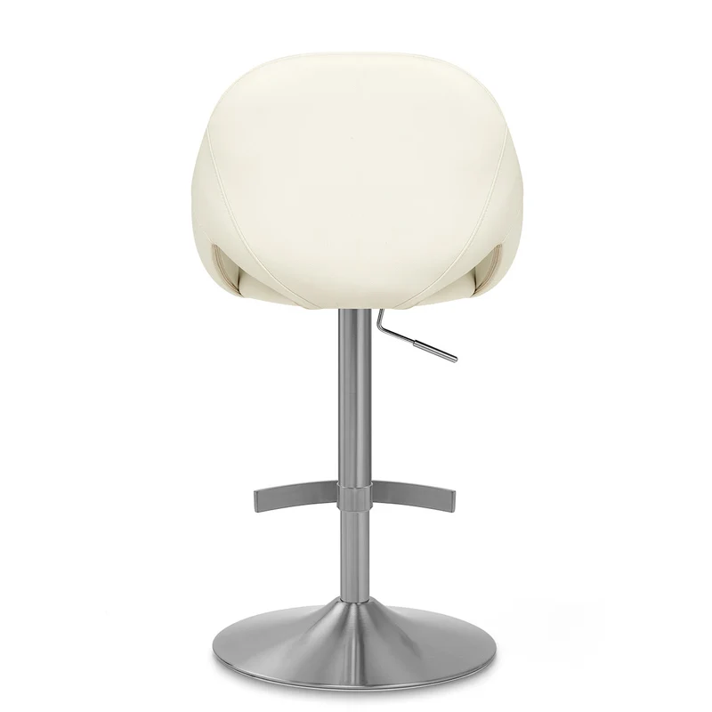 Chaise de Bar Cuir eco Chrome Brosse - Rico Crème