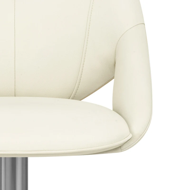 Chaise de Bar Cuir eco Chrome Brosse - Rico Crème