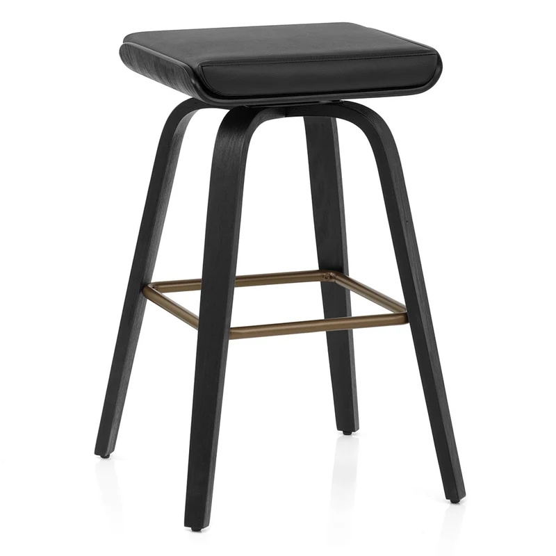 Tabouret de Bar Cuir Veritable - Remy Noir