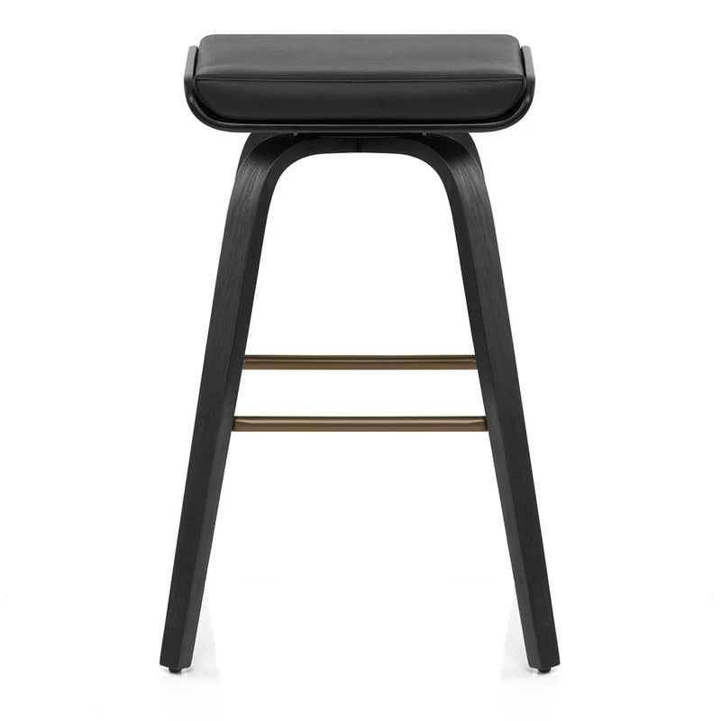 Tabouret de Bar Cuir Veritable - Remy Noir
