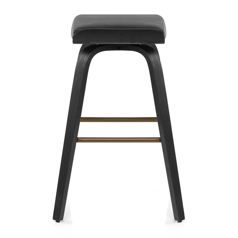 Tabouret de Bar Cuir Veritable - Remy Noir