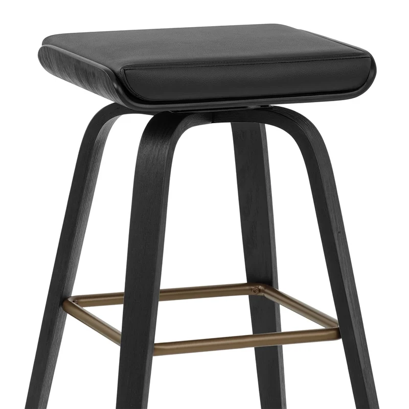 Tabouret de Bar Cuir Veritable - Remy Noir