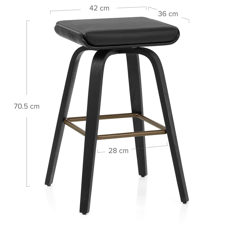 Tabouret de Bar Cuir Veritable - Remy Noir