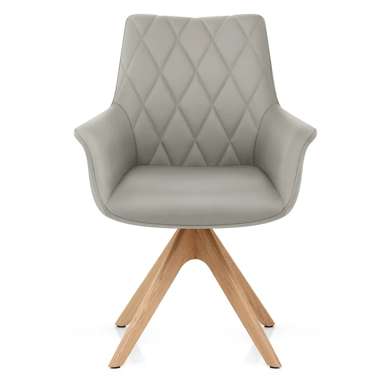 Chaise Cuir Veritable Bois - Portobello Gris
