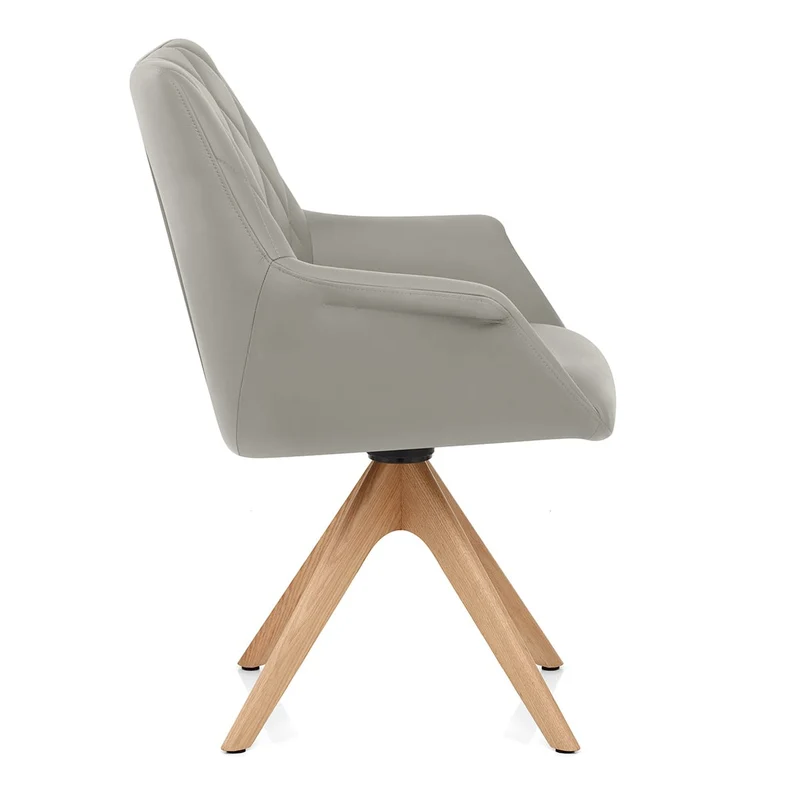 Chaise Cuir Veritable Bois - Portobello Gris
