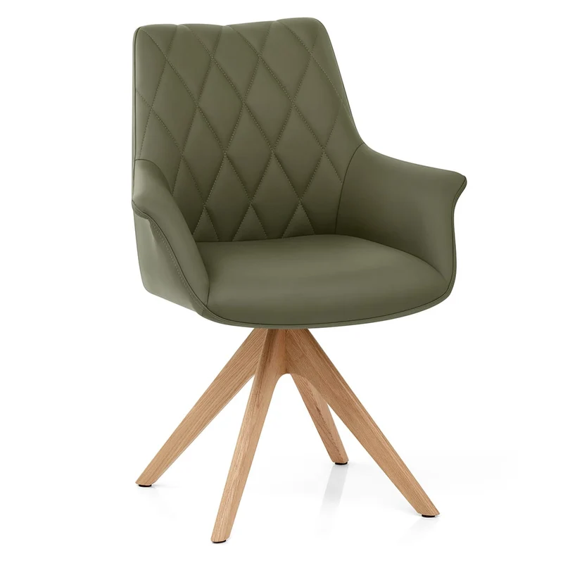Chaise Cuir Veritable Bois - Portobello Vert