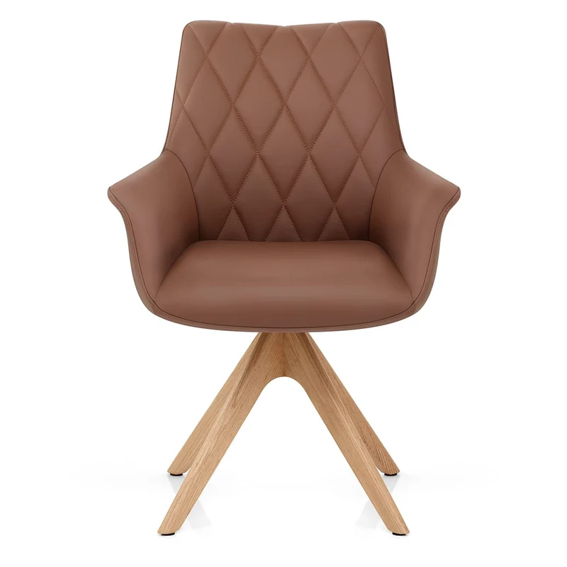 Chaise Cuir Veritable Bois - Portobello Marron
