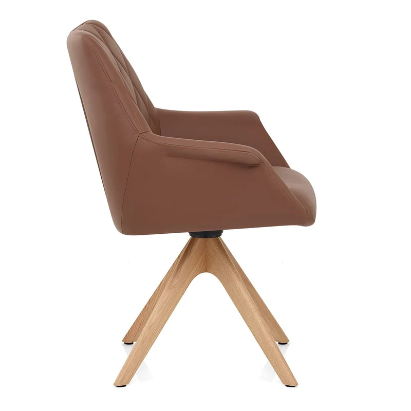 Chaise Cuir Veritable Bois - Portobello Marron