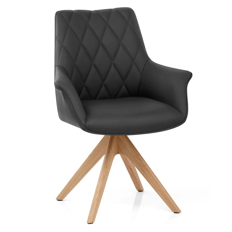 Chaise Cuir Veritable Bois - Portobello Noir