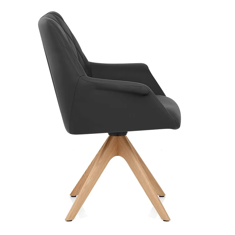 Chaise Cuir Veritable Bois - Portobello Noir