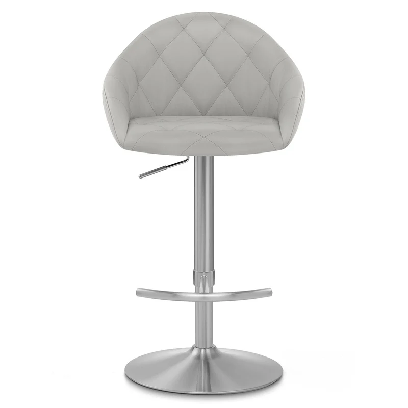 Chaise de Bar Faux Cuir Chrome Brosse - Perry Gris