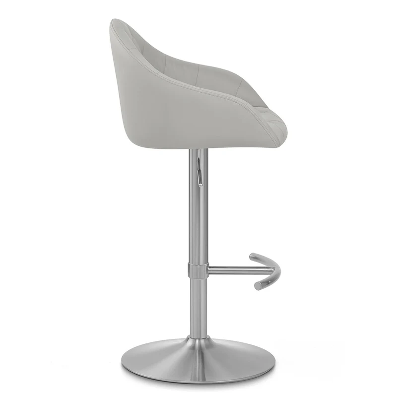 Chaise de Bar Faux Cuir Chrome Brosse - Perry Gris