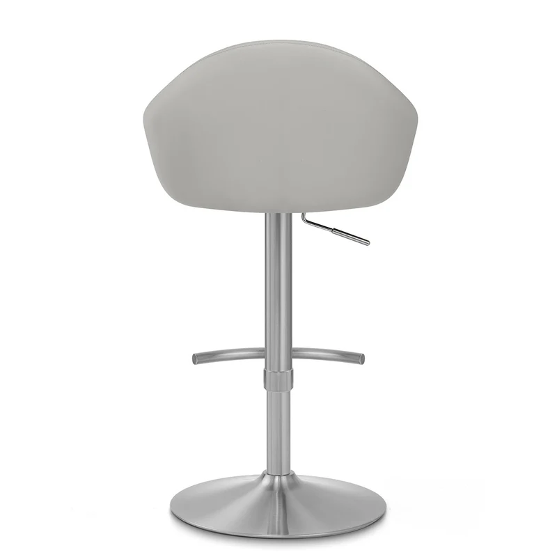 Chaise de Bar Faux Cuir Chrome Brosse - Perry Gris