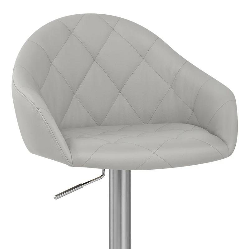 Chaise de Bar Faux Cuir Chrome Brosse - Perry Gris