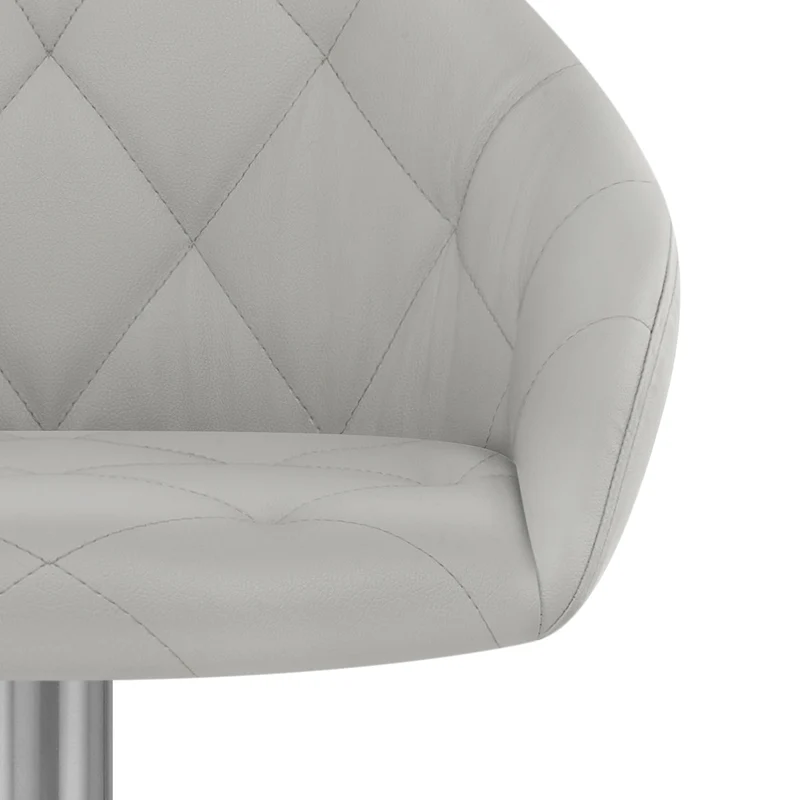 Chaise de Bar Faux Cuir Chrome Brosse - Perry Gris