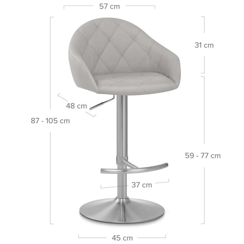 Chaise de Bar Faux Cuir Chrome Brosse - Perry Gris