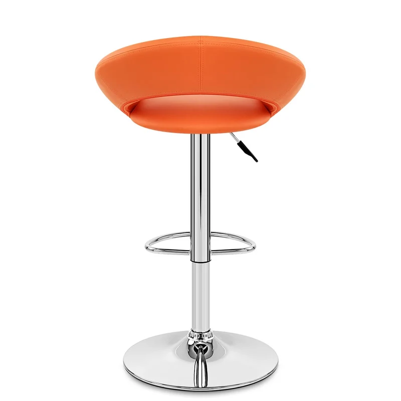 Chaise de Bar Faux Cuir Chrome - Crescent Matelassé Orange