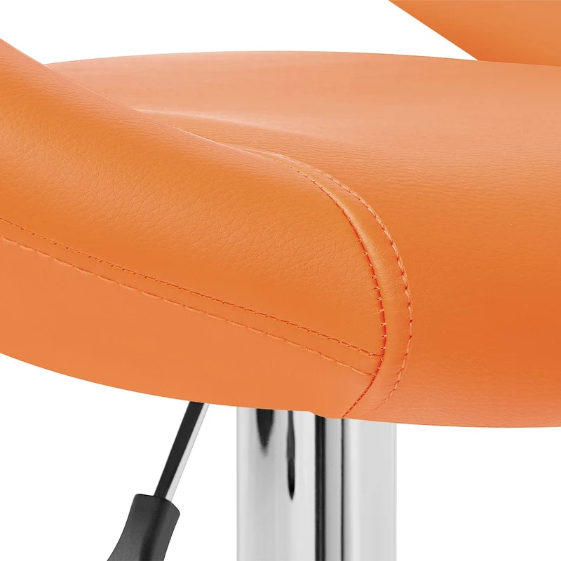 Chaise de Bar Faux Cuir Chrome - Crescent Matelassé Orange