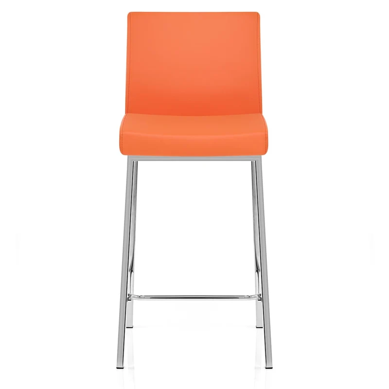 Tabouret Faux Cuir Chrome - Pacino Orange