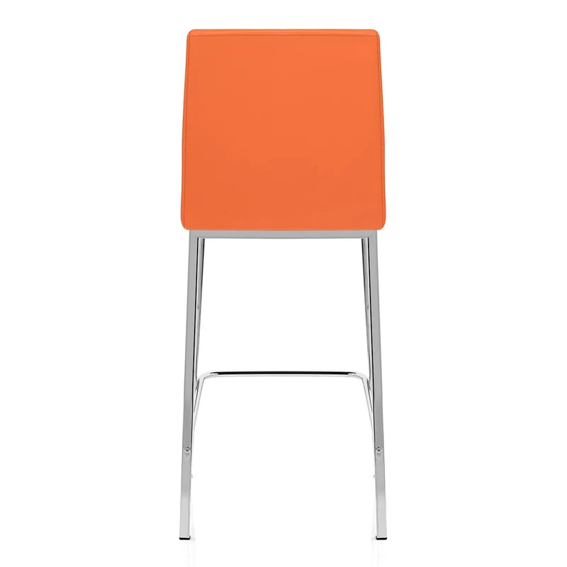 Tabouret Faux Cuir Chrome - Pacino Orange