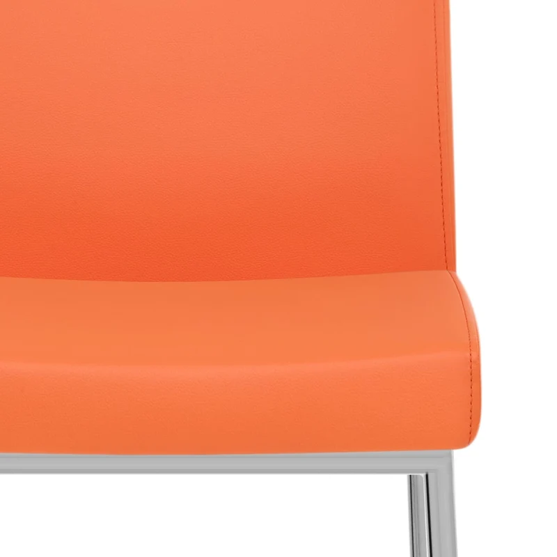 Tabouret Faux Cuir Chrome - Pacino Orange
