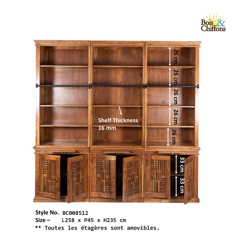 Bibliothèque échelle H235 en acacia massif - Pleiade IV