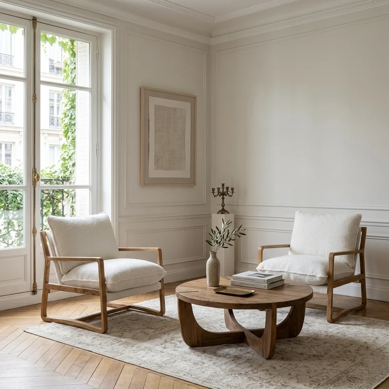 Fauteuil tissu bouclette blanc | Lucca