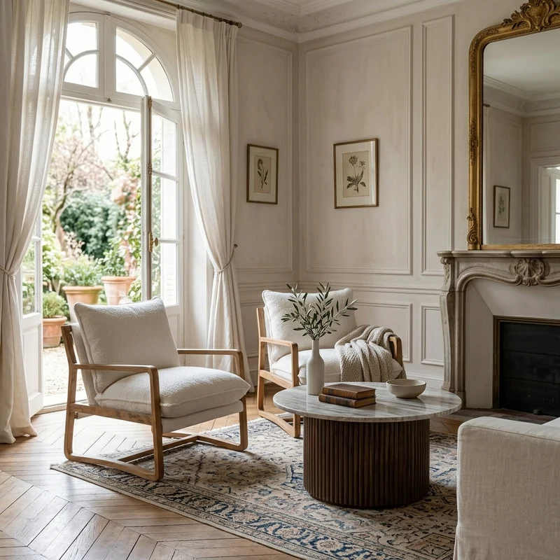Fauteuil tissu bouclette blanc | Lucca