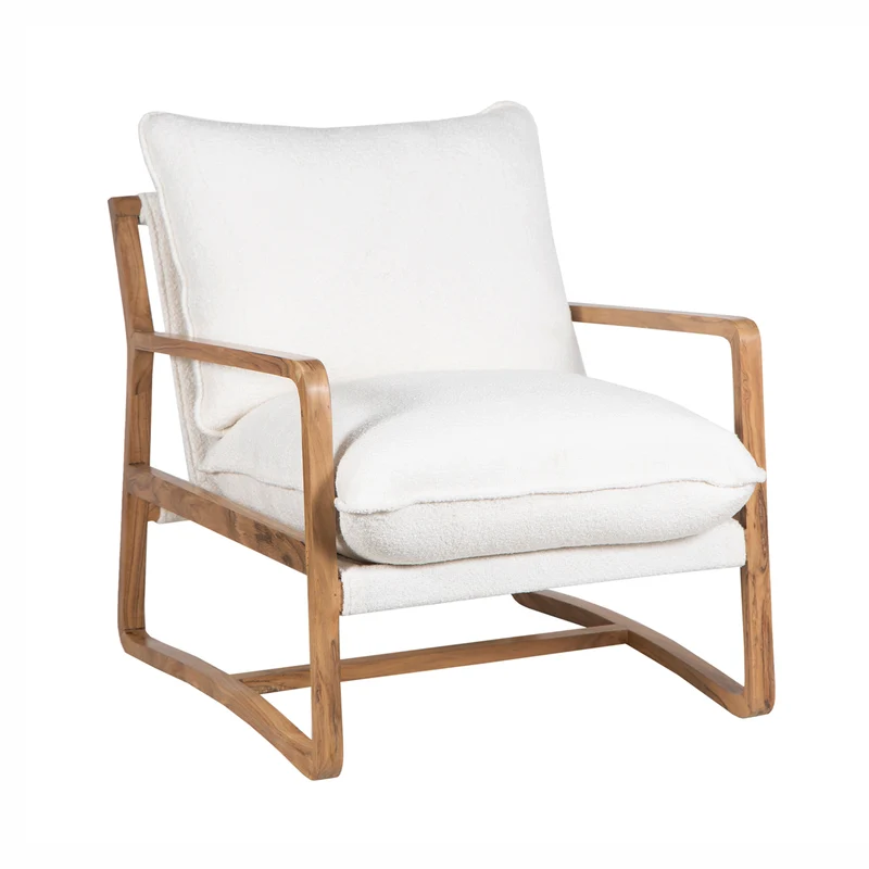 Fauteuil tissu bouclette blanc | Lucca