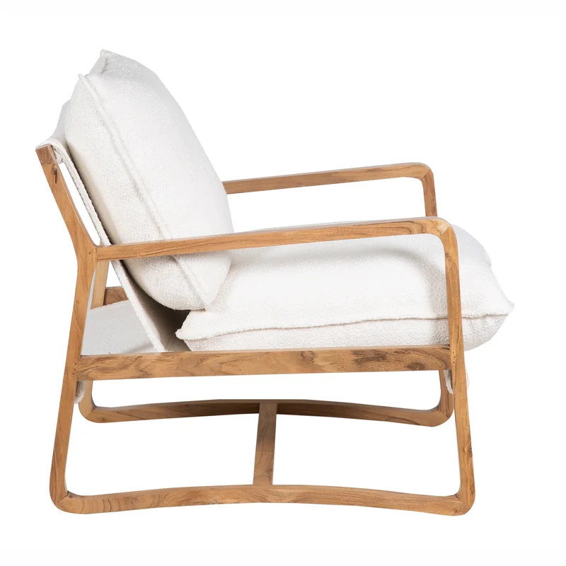 Fauteuil tissu bouclette blanc | Lucca