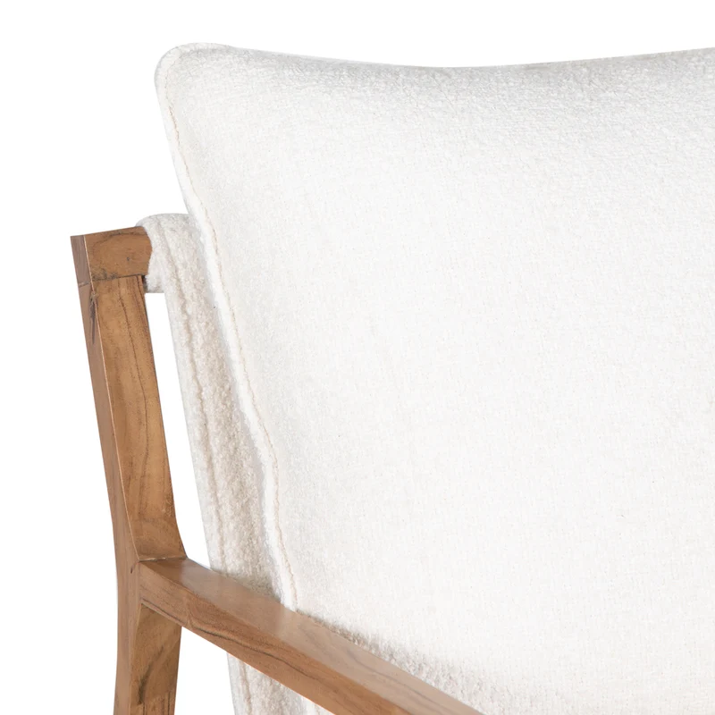 Fauteuil tissu bouclette blanc | Lucca
