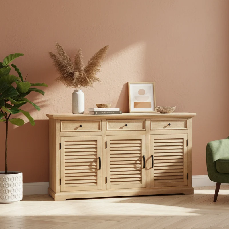 Buffet 3 tiroirs 3 portes bois massif en manguier – Paran