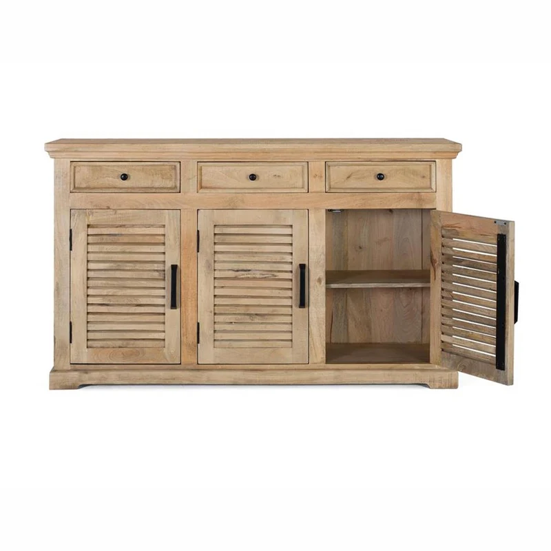 Buffet 3 tiroirs 3 portes bois massif en manguier – Paran