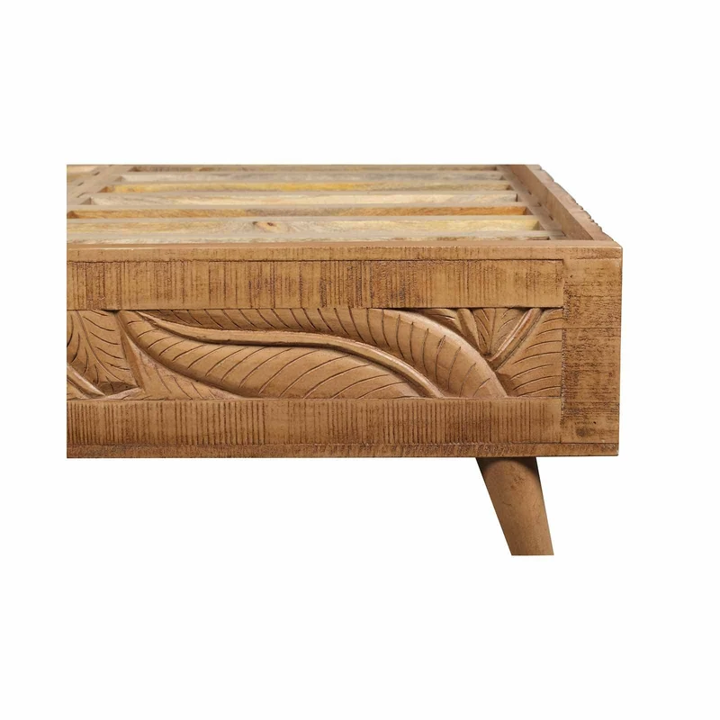 Lit sculpté 160 cm en bois massif manguier - Floria
