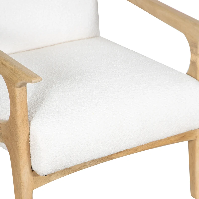 Fauteuil tissu bouclette blanc | Jade