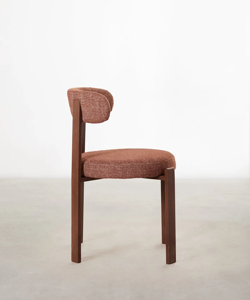 Silla de Comedor Tapizada y en Metal efecto Madera Aura