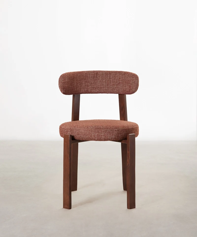 Silla de Comedor Tapizada y en Metal efecto Madera Aura