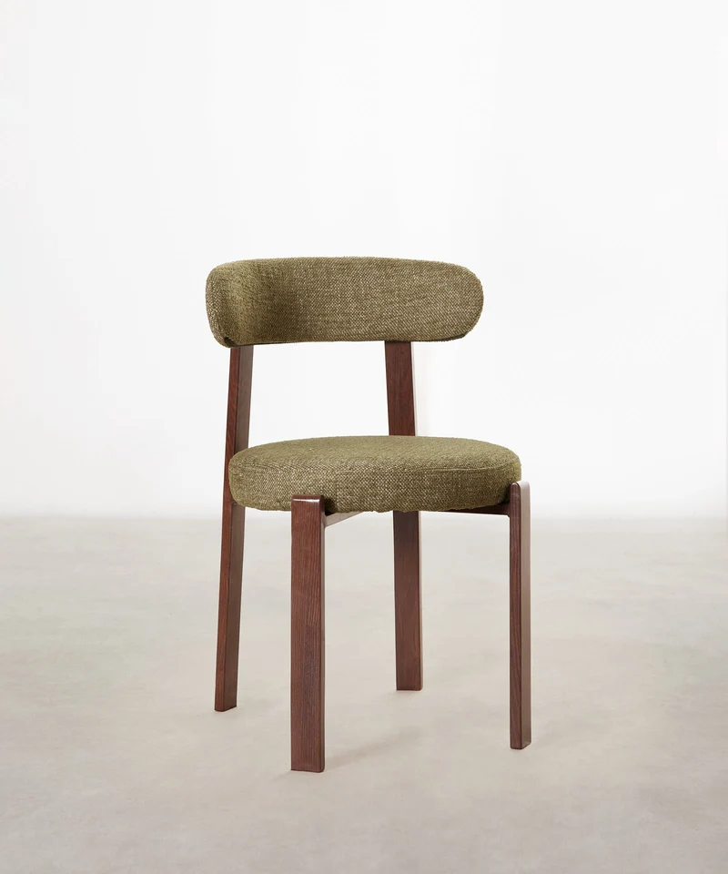 Silla de Comedor Tapizada y en Metal efecto Madera Aura