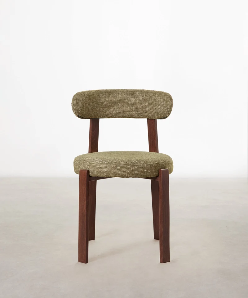 Silla de Comedor Tapizada y en Metal efecto Madera Aura