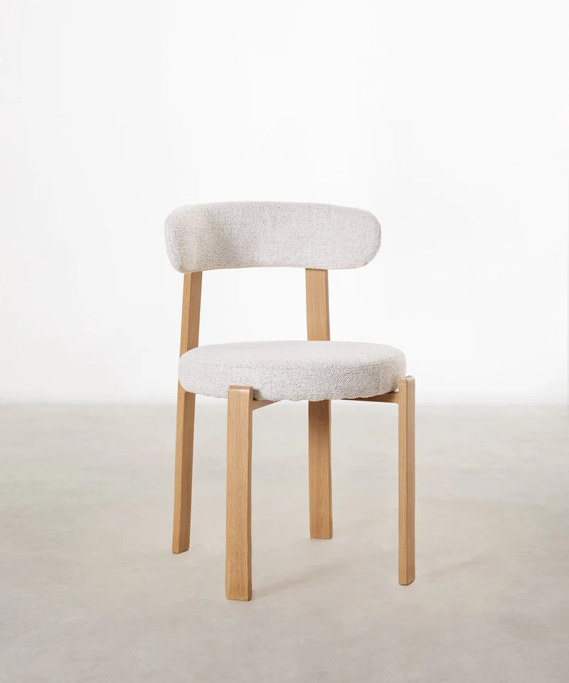 Silla de Comedor Tapizada y en Metal efecto Madera Aura