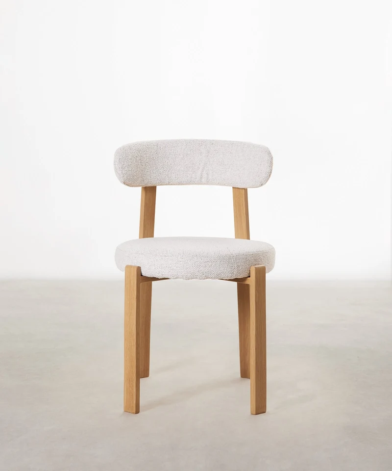 Silla de Comedor Tapizada y en Metal efecto Madera Aura