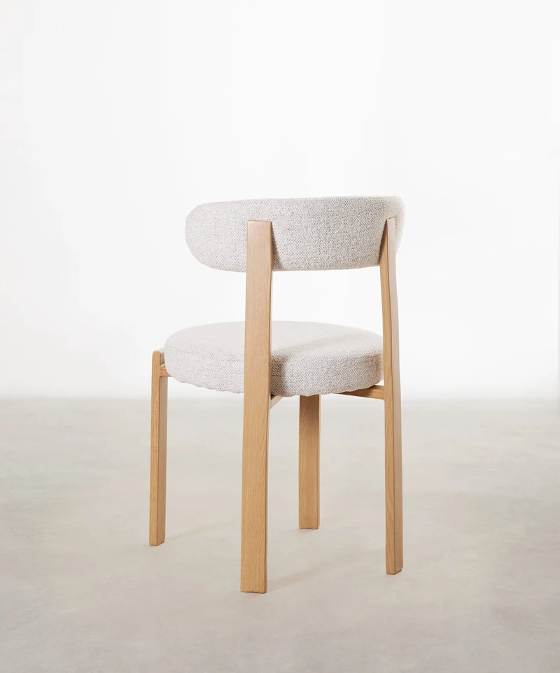 Silla de Comedor Tapizada y en Metal efecto Madera Aura