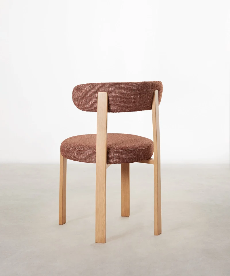 Silla de Comedor Tapizada y en Metal efecto Madera Aura