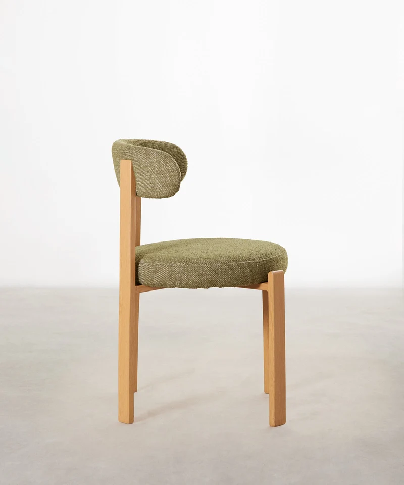 Silla de Comedor Tapizada y en Metal efecto Madera Aura