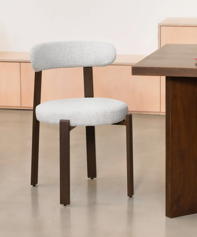 Silla de Comedor Tapizada y en Metal efecto Madera Aura