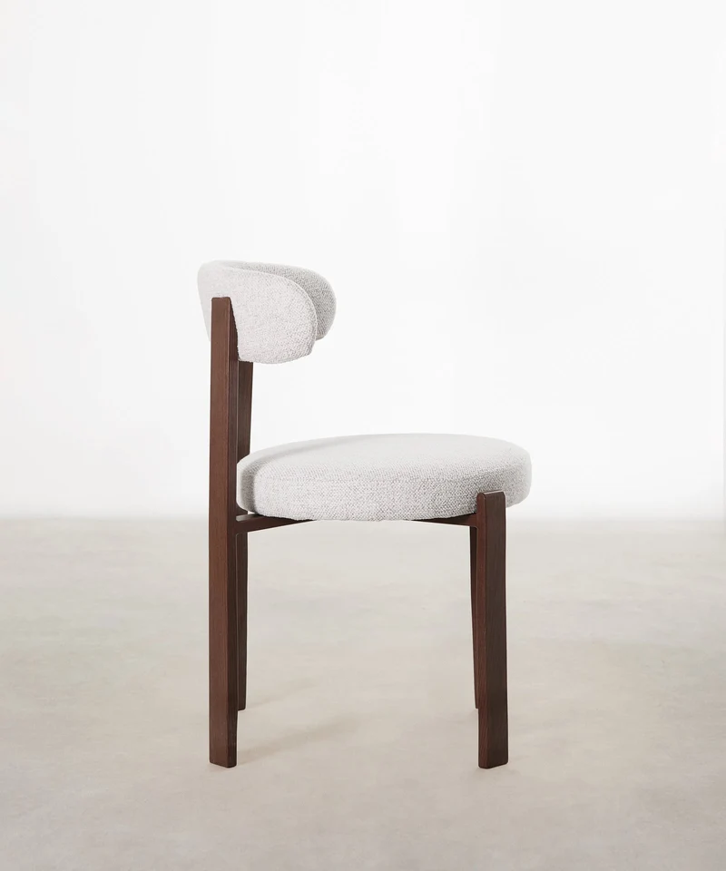 Silla de Comedor Tapizada y en Metal efecto Madera Aura